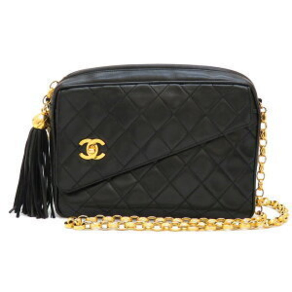 CHANEL Matelasse Coco Mark Shoulder Bag circa Lambskin Black